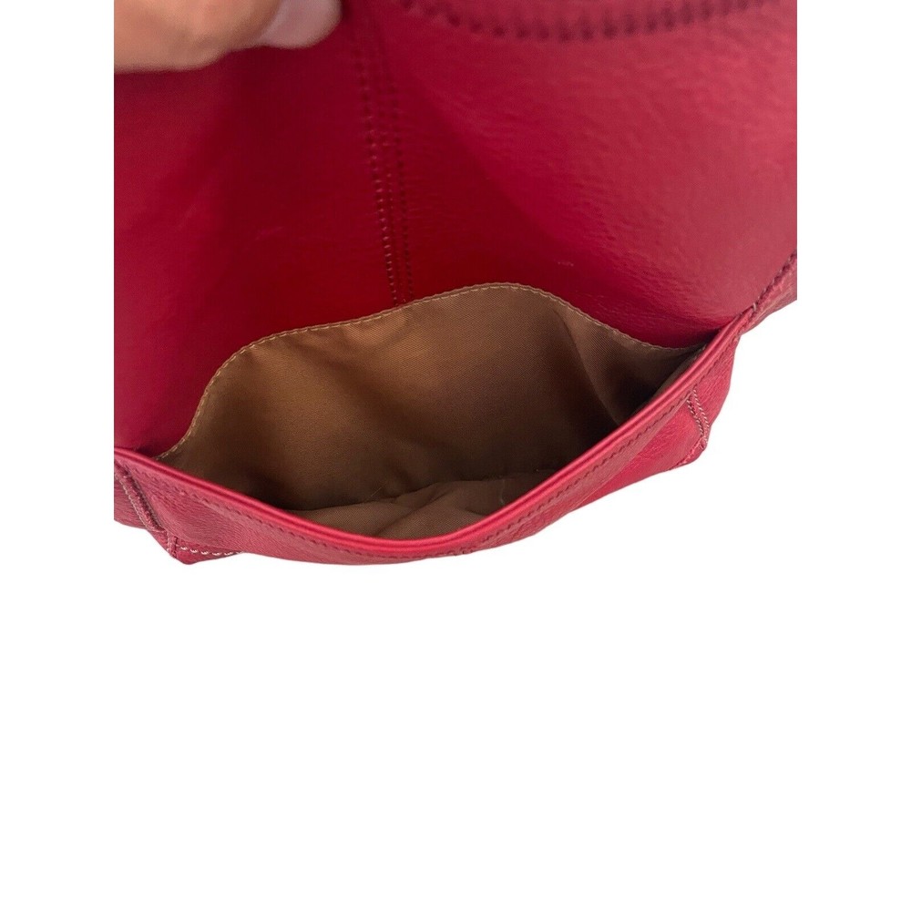 The Sak Iris hobo Bag Cherry Coral Red Pebbled Leather Zipper Handbag - Picture 6 of 7